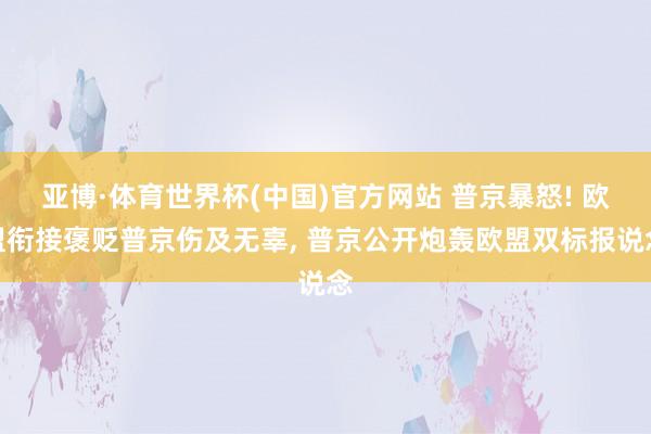 亚博·体育世界杯(中国)官方网站 普京暴怒! 欧盟衔接褒贬普京伤及无辜, 普京公开炮轰欧盟双标报说念
