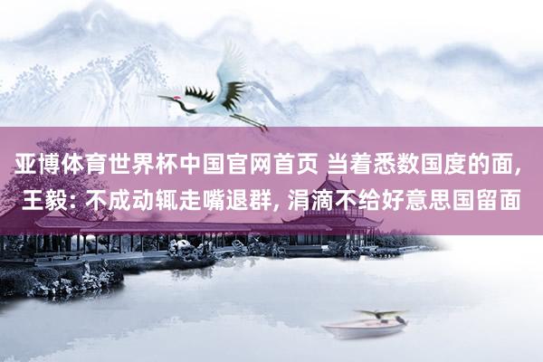 亚博体育世界杯中国官网首页 当着悉数国度的面, 王毅: 不成动辄走嘴退群, 涓滴不给好意思国留面
