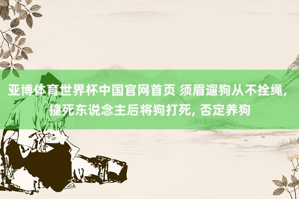 亚博体育世界杯中国官网首页 须眉遛狗从不拴绳, 撞死东说念主后将狗打死, 否定养狗