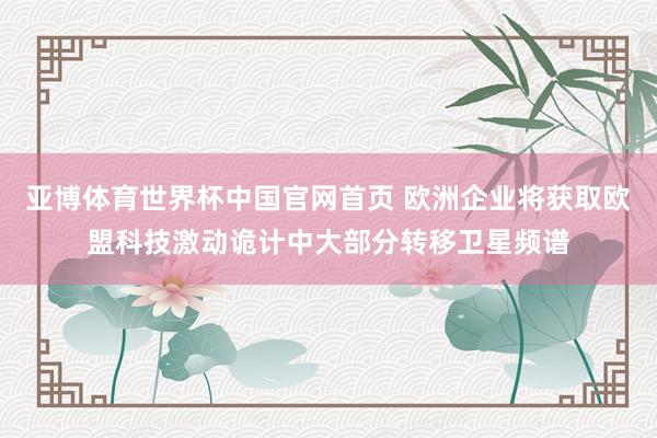 亚博体育世界杯中国官网首页 欧洲企业将获取欧盟科技激动诡计中大部分转移卫星频谱