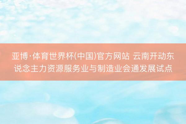 亚博·体育世界杯(中国)官方网站 云南开动东说念主力资源服务业与制造业会通发展试点