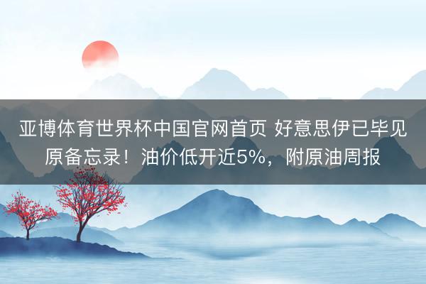 亚博体育世界杯中国官网首页 好意思伊已毕见原备忘录!油价低开近5%,附原油周报